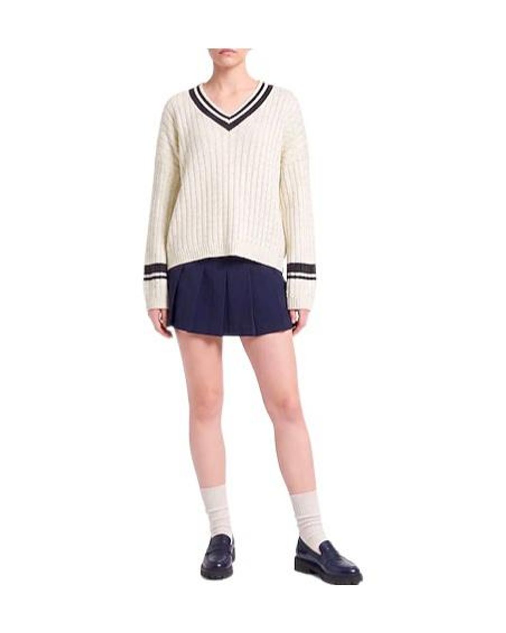Brunello Cucinelli Natural Twotone Lightweight Knit Sweater