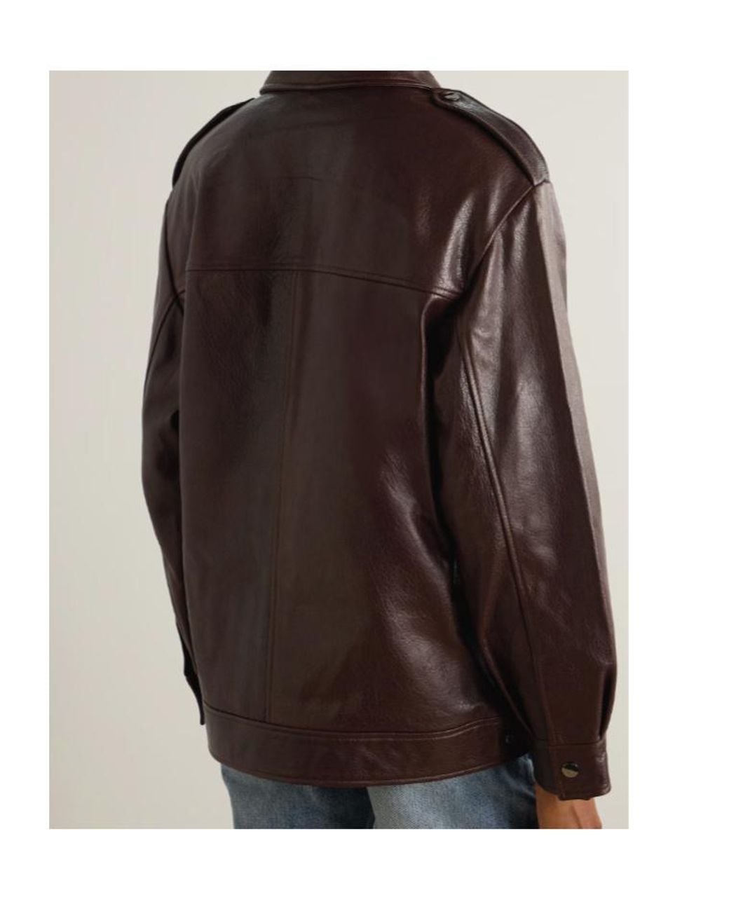 Nour Hammour Brown Long-Sleeved Leather Jacket