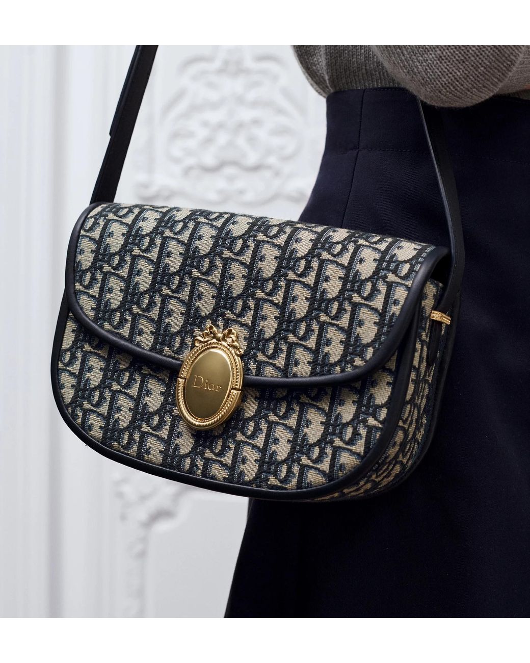 Dior White Medium Médaillon Flap Bag