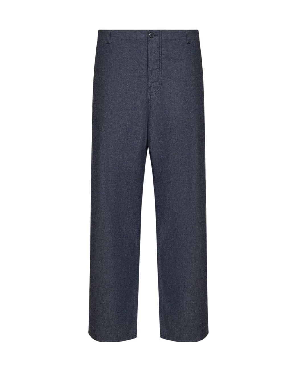 Prada Blue Triangle-Logo Chambray Pants for men