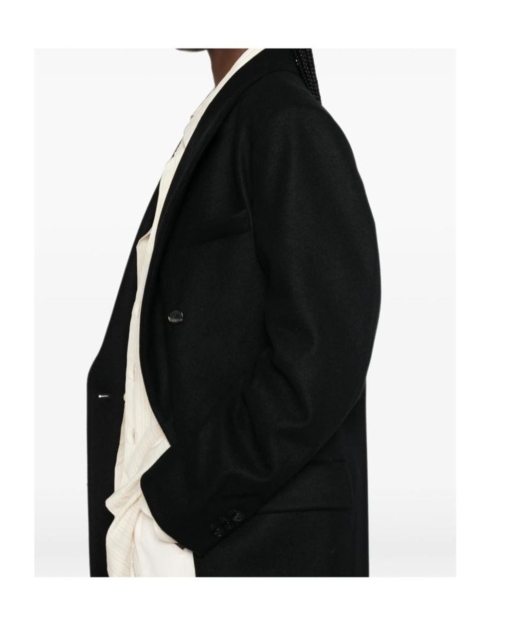 Barena Black Double Breasted Long Tailored Coat