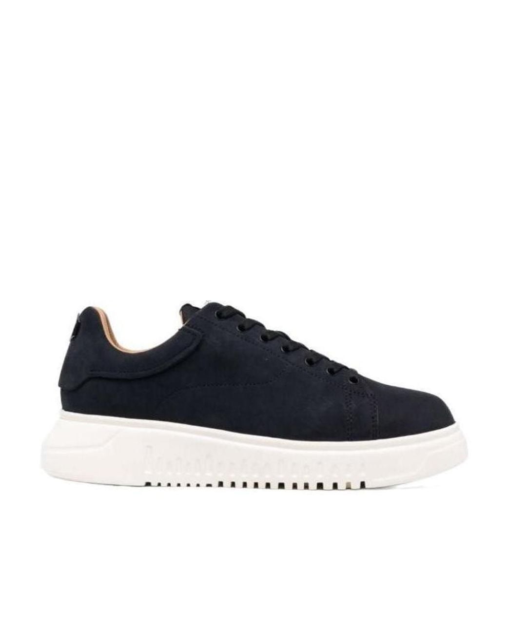 Emporio Armani Blue Logo Plaque Low-Top Sneakers for men