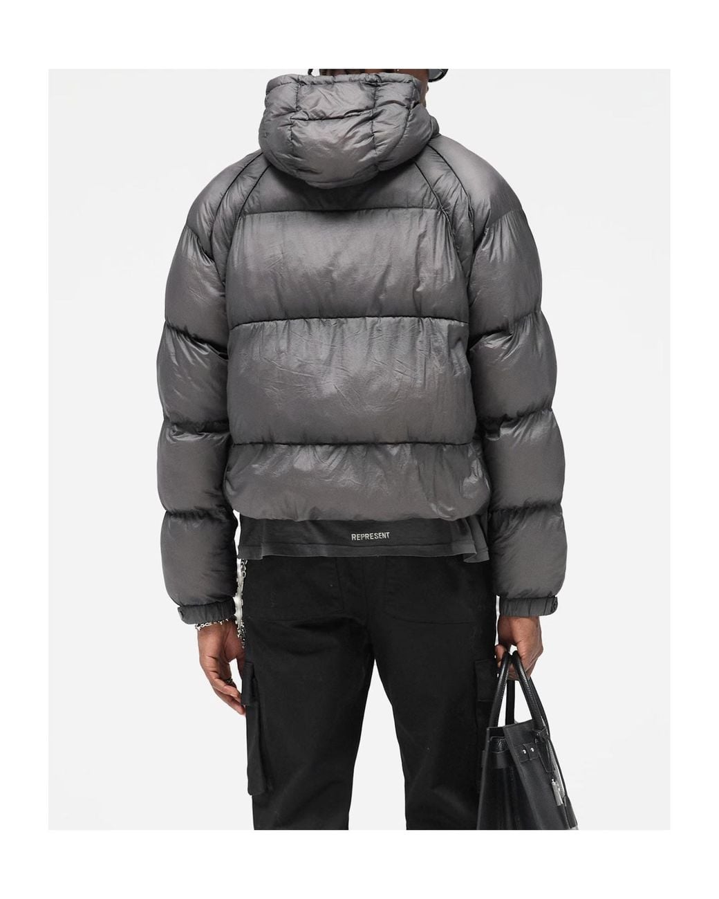 Represent Gray Hooded Down Jacket for men