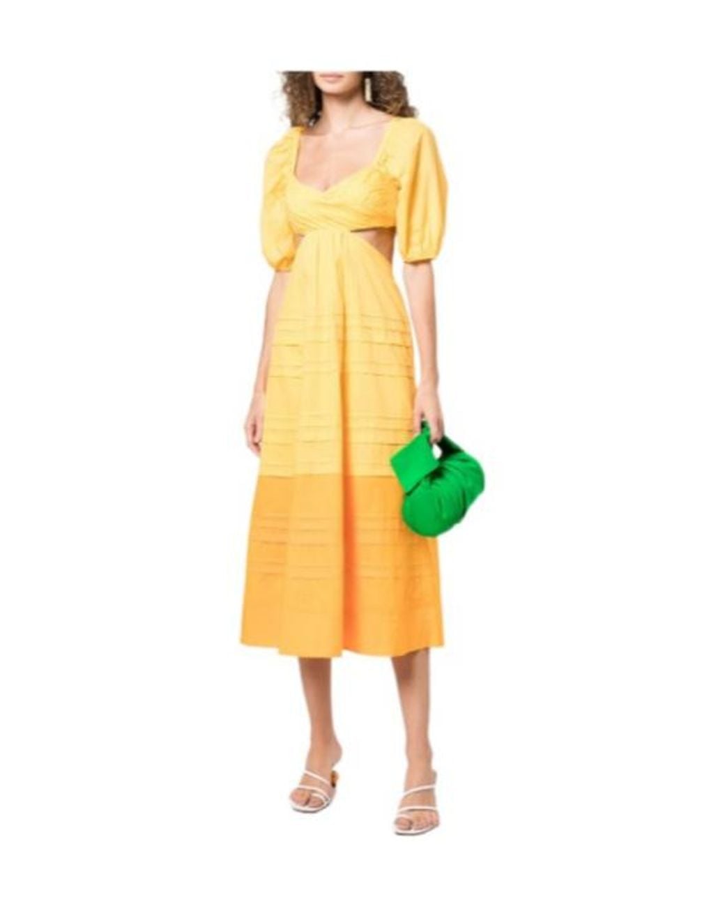 Staud Yellow Carina Midi Dress