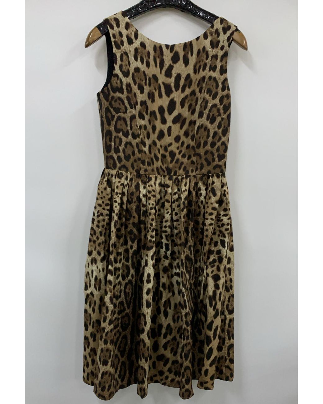 Dolce & Gabbana Brown Leopard Printed Midi Dress