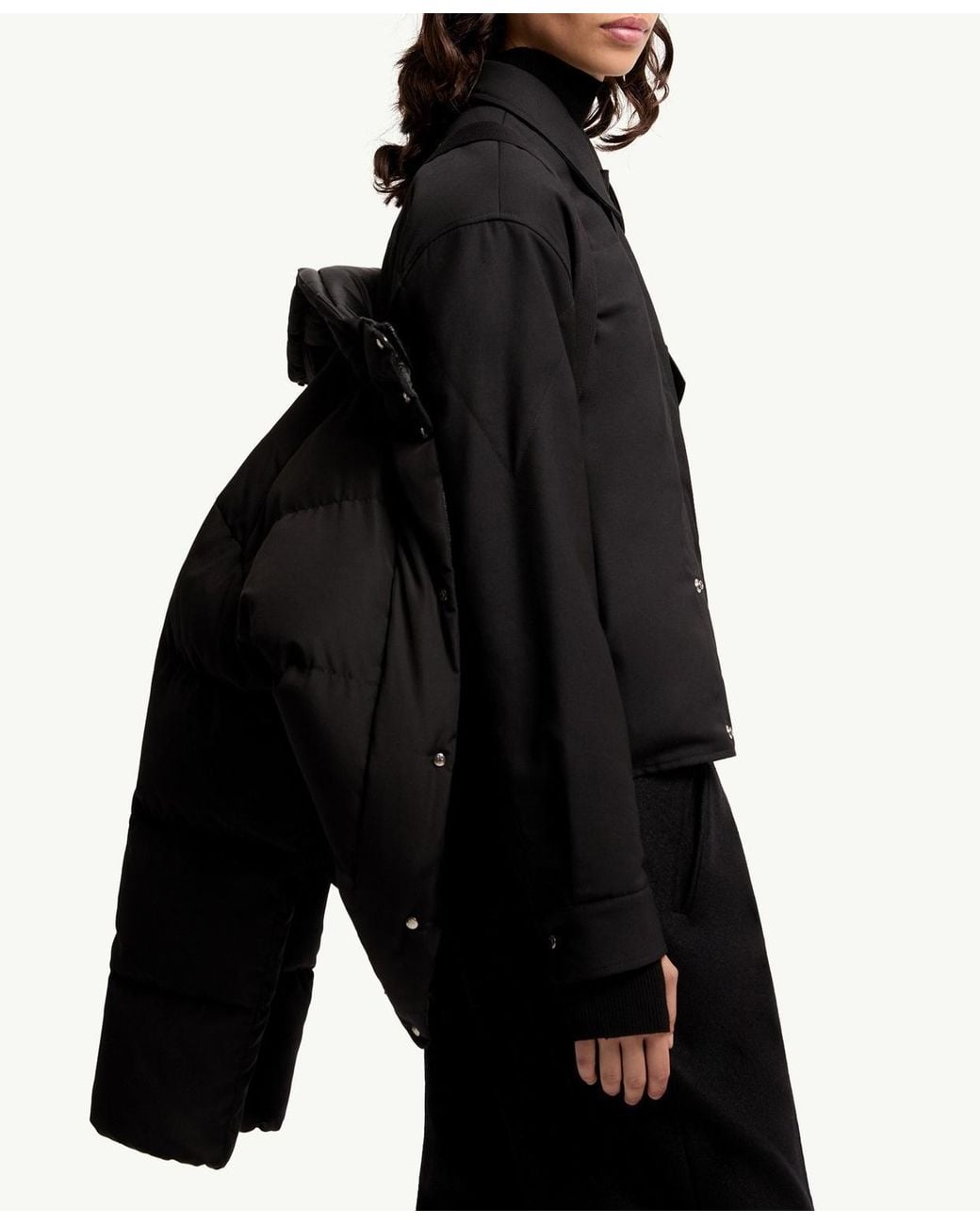 Moncler Black Verone Button-Up Puffer Jacket