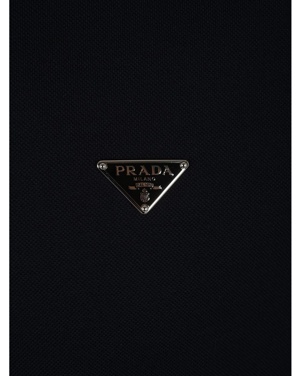 Prada Blue Triangle-Patch Short-Sleeved Polo Shirt for men
