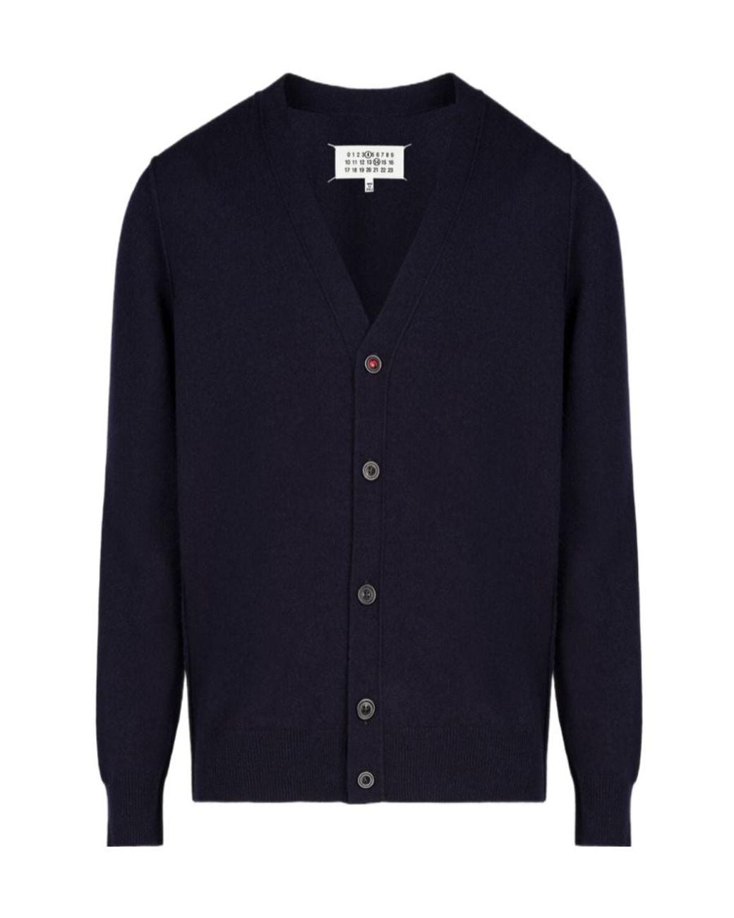 Maison Margiela Blue Buttoned V-Neck Cardigan for men