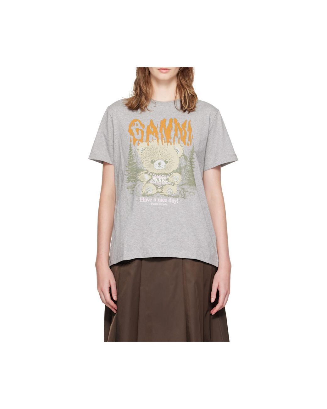 Ganni White Teddy Forest Graphic T-Shirt