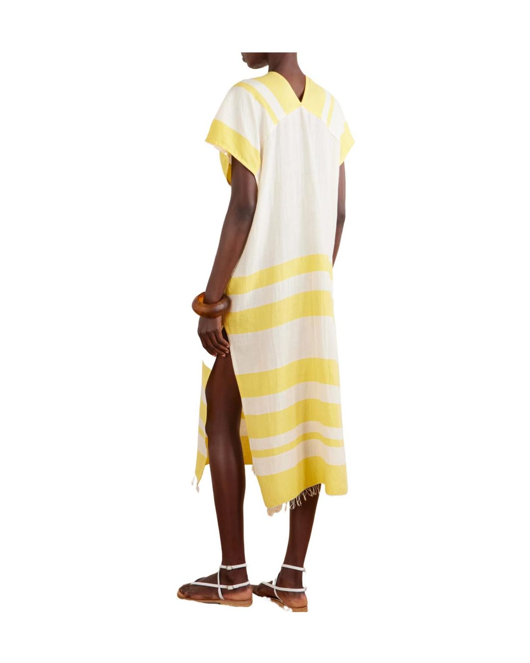 Lemlem Yellow Striped Cotton-Blend Maxi Dress