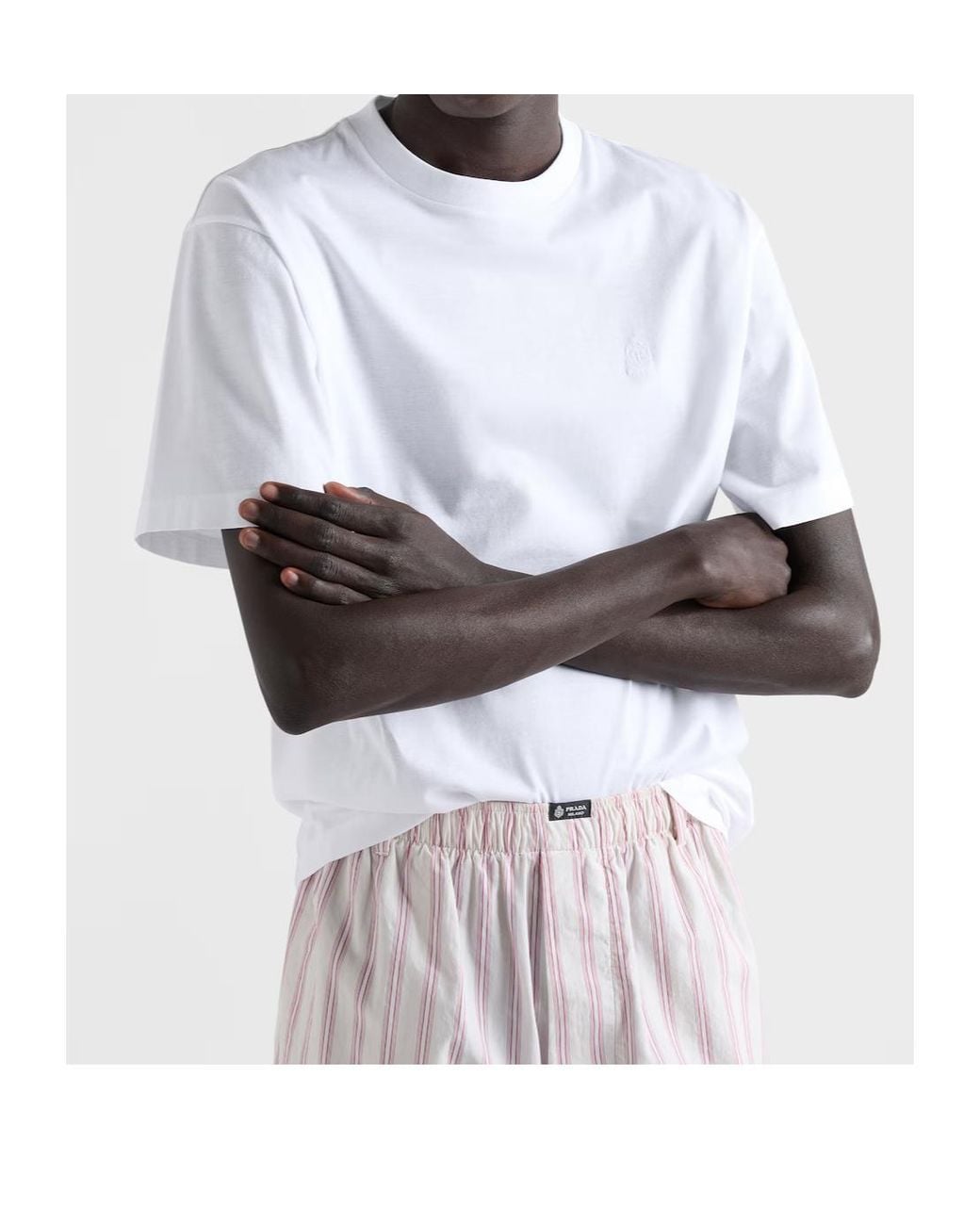 Prada White Jersey Crew-Neck T-Shirt for men
