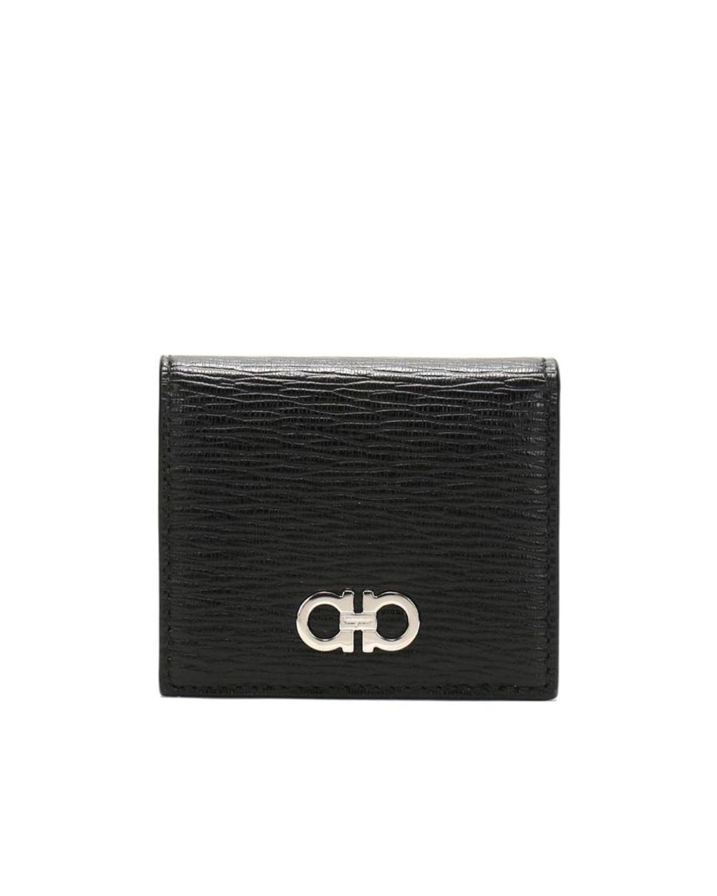 Ferragamo Black Logo-Plaque Leather Cardholder