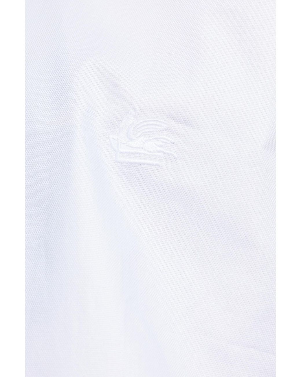 Etro White Logo Embroidered Long-Sleeved Shirt for men
