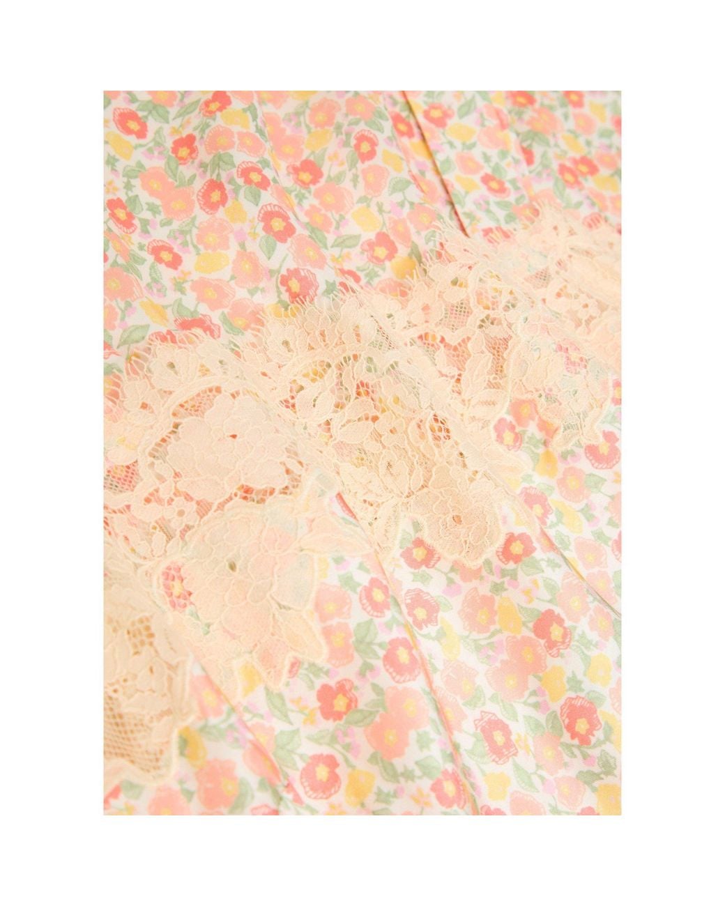 Rixo Natural Floral Print Satin Skirt