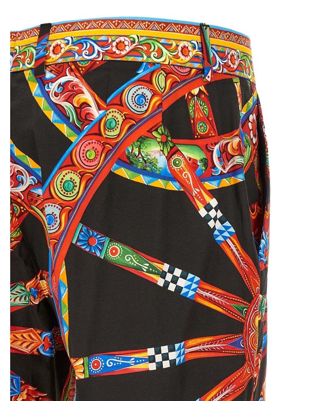Dolce & Gabbana Red Carretto-Print Poplin Trousers