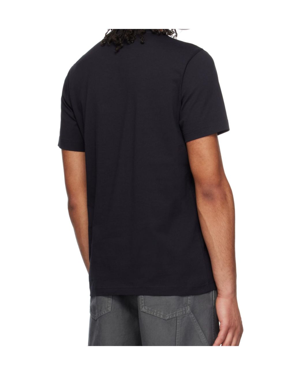 Moncler Black Cotton Denim T-Shirt With Pocket for men