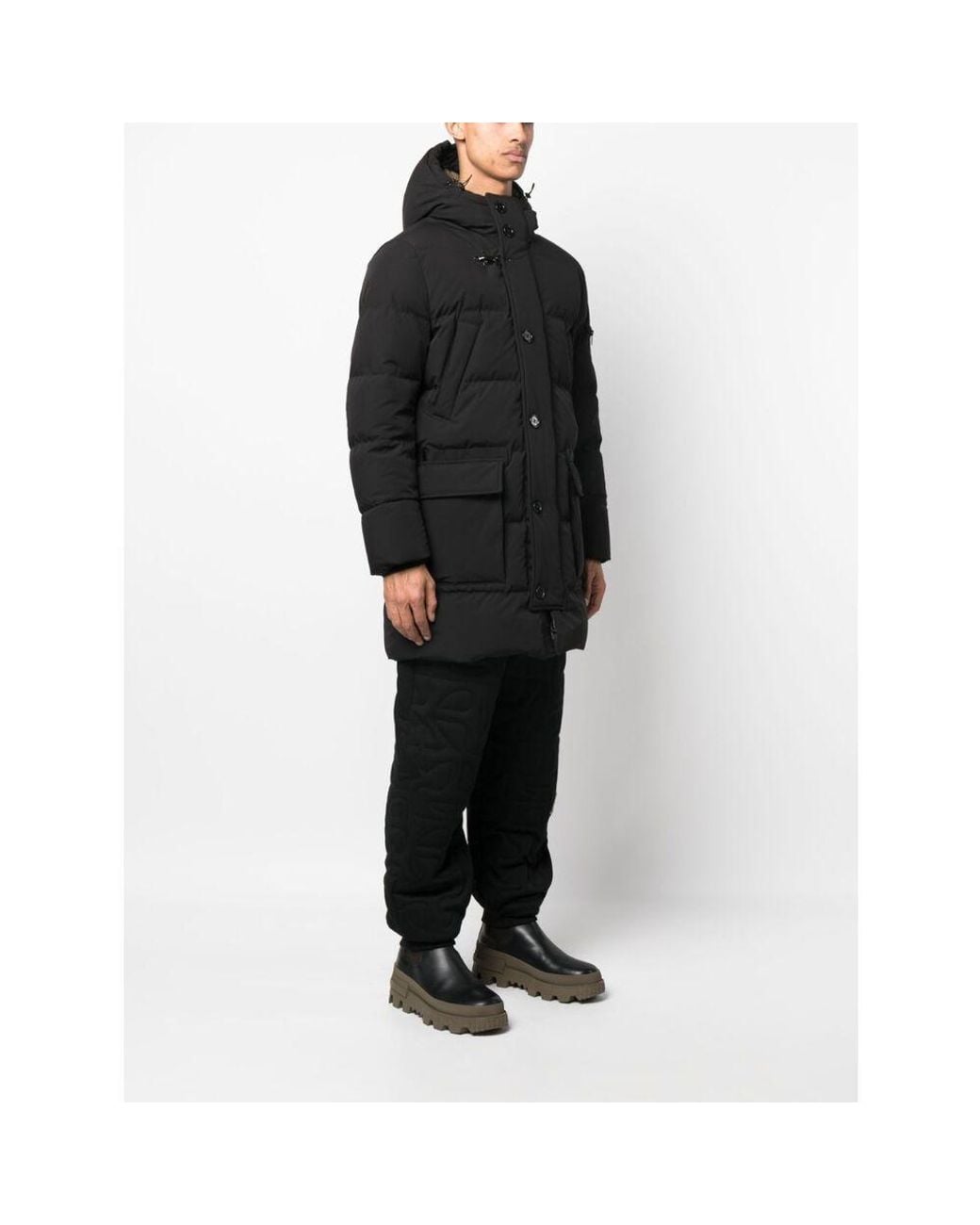 Fay Black Quilted Hooded Parka for men