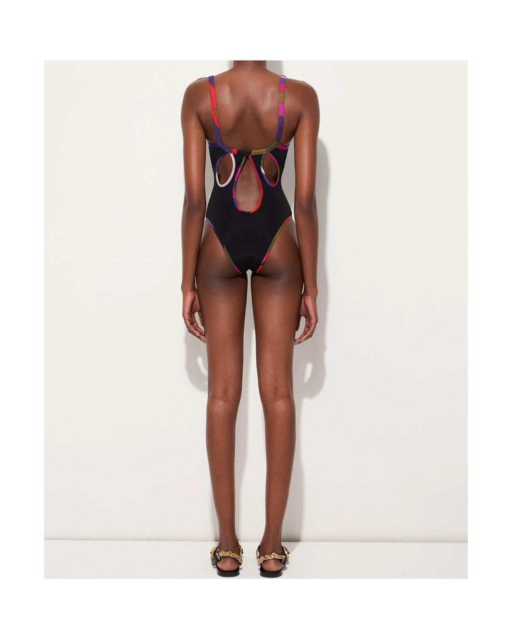 Emilio Pucci Black Pucci Printed Trim Swimsuit