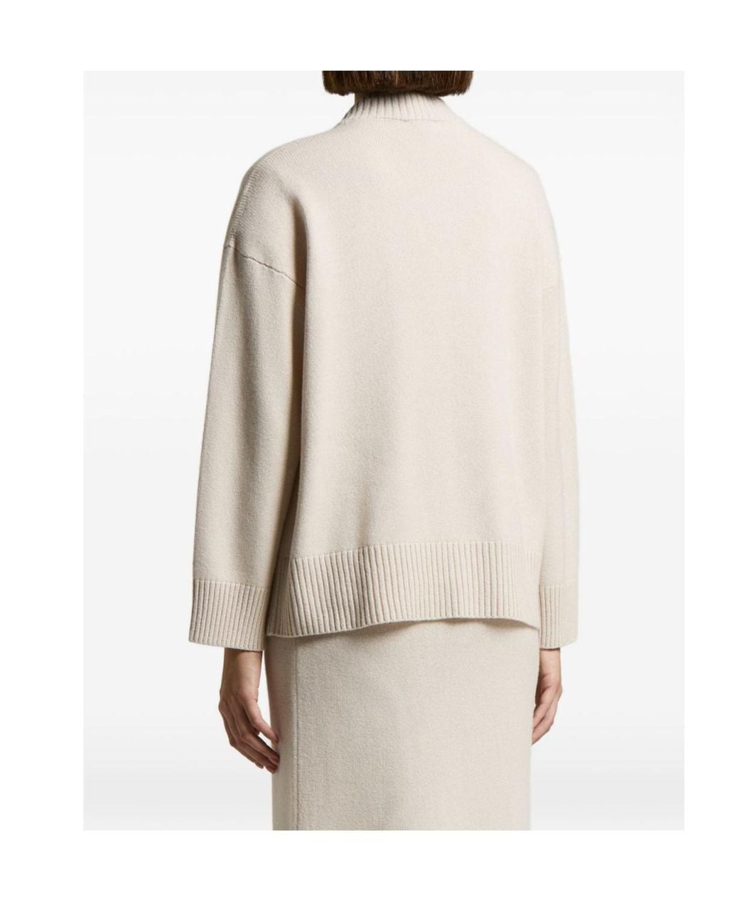 Peserico White Ribbed-Knit V-Neck Sweater