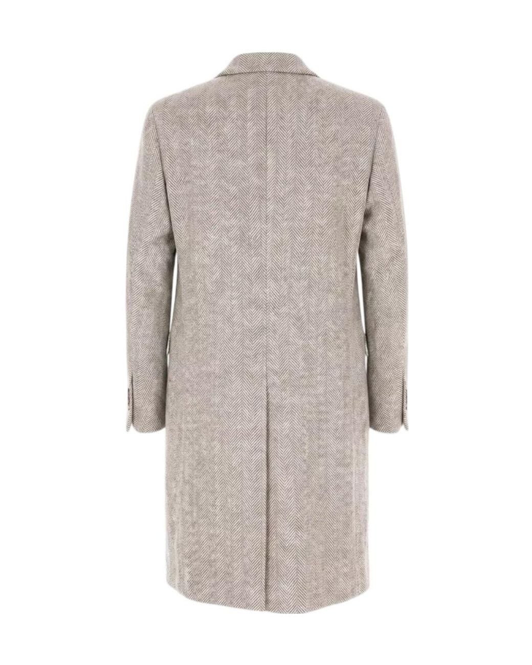 Lardini Gray Double-Breasted Herringbone-Tweed Coat for men