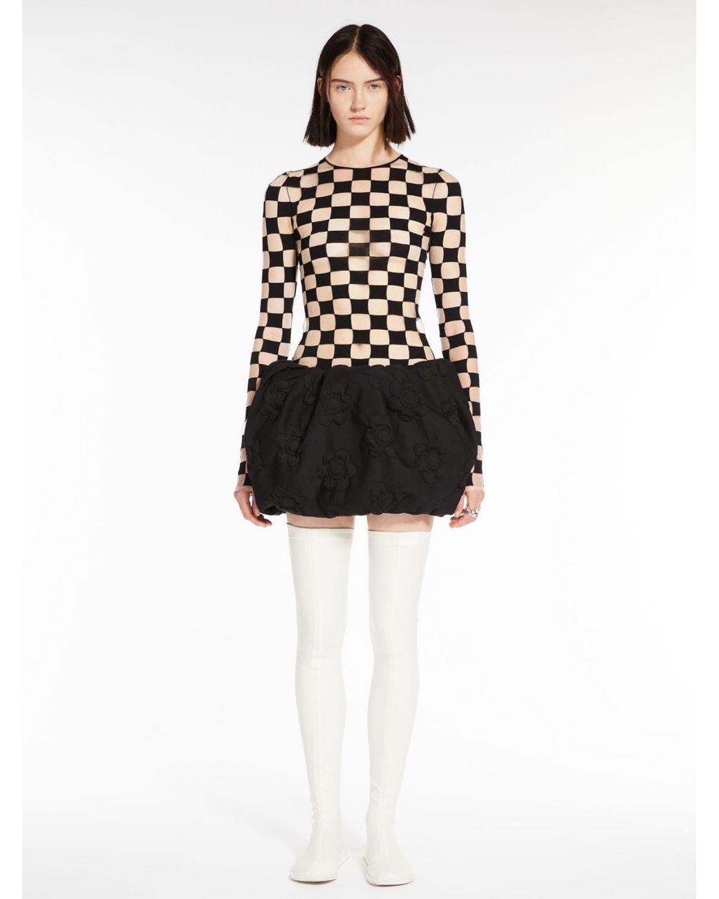 Sportmax Black Checkerboard Effect Crewneck Knitted Jumper