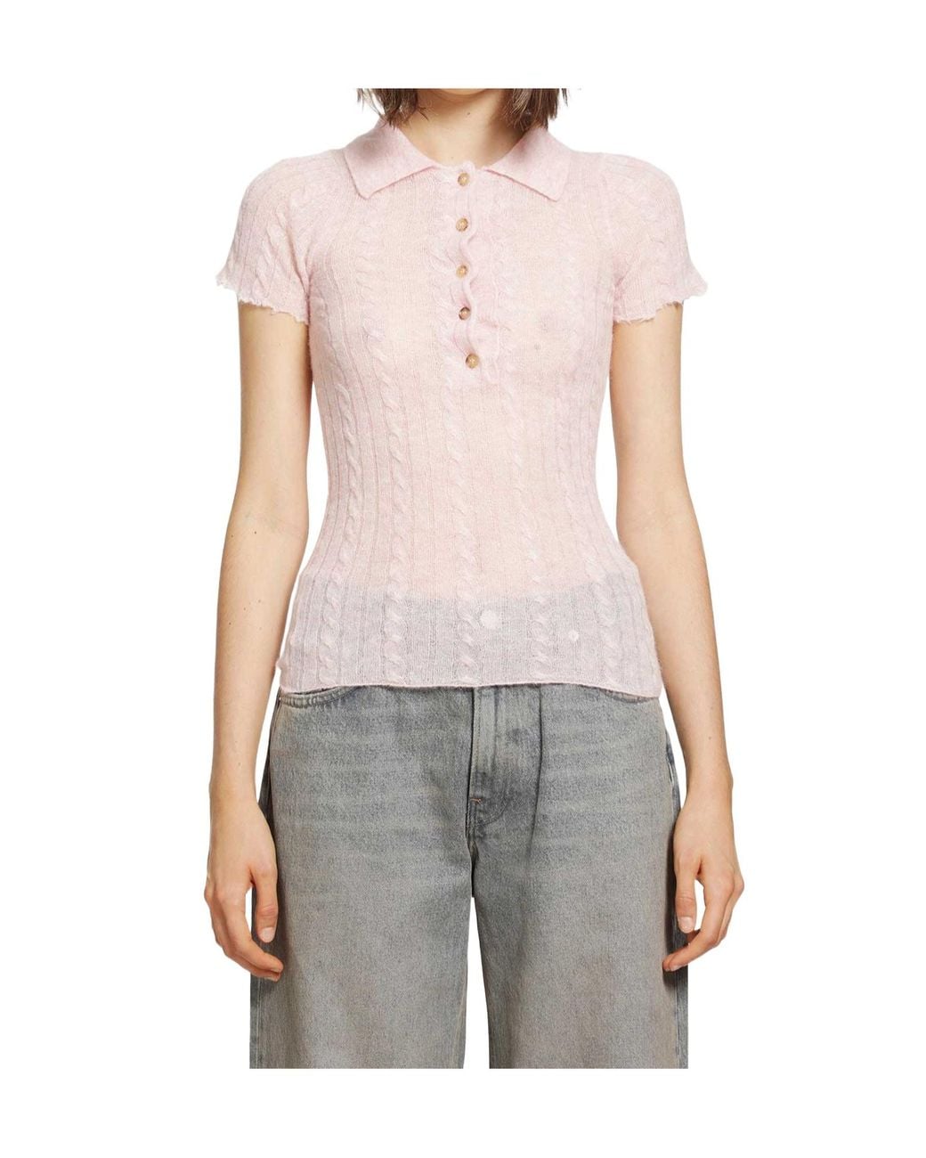 Haikure Blue Laurie Cable-Knit Polo Shirt
