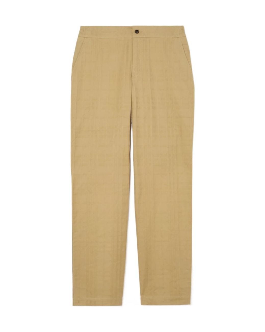 Burberry Natural Textured Check Cotton Trousers for men