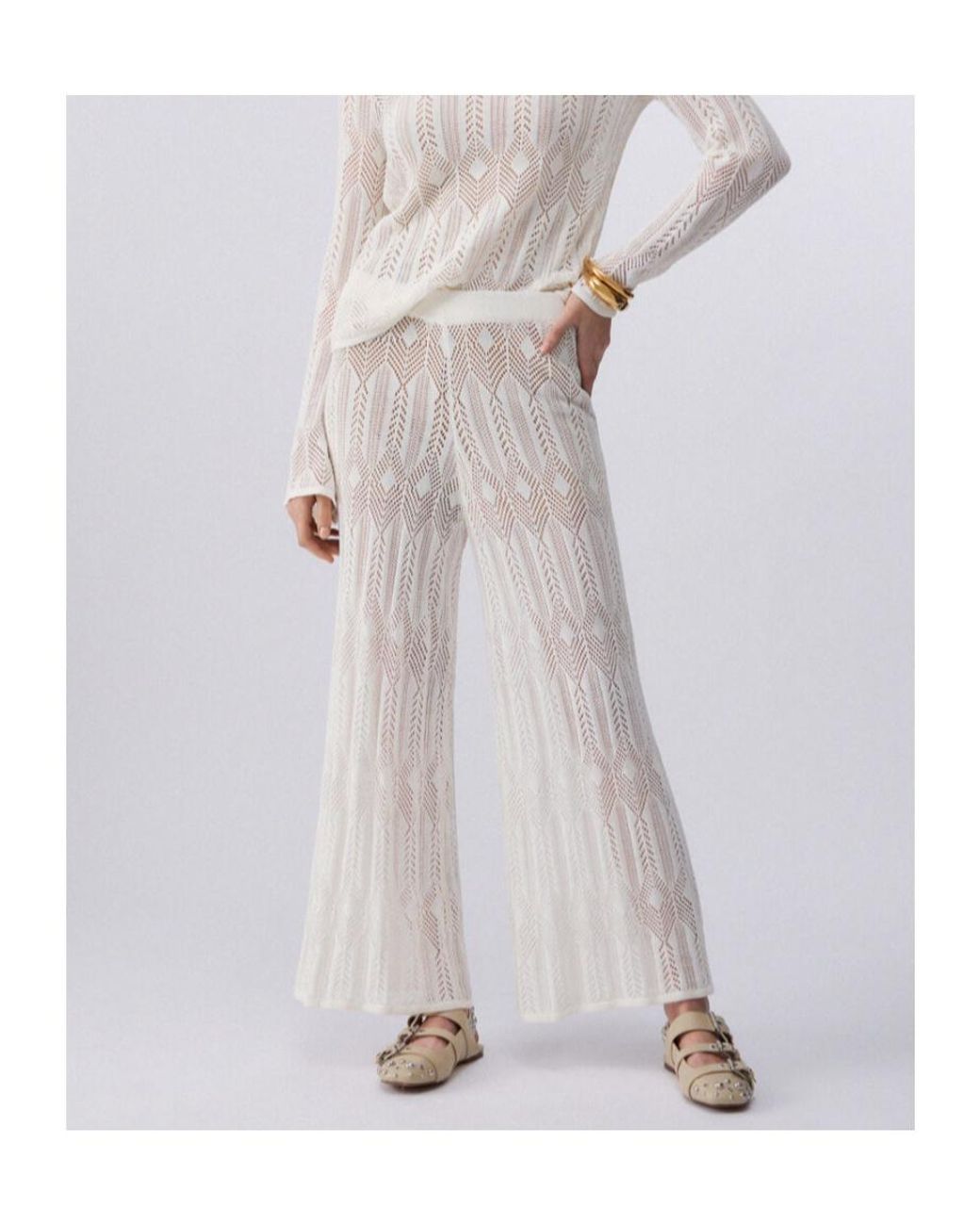 Liu Jo White Open-Work Trousers