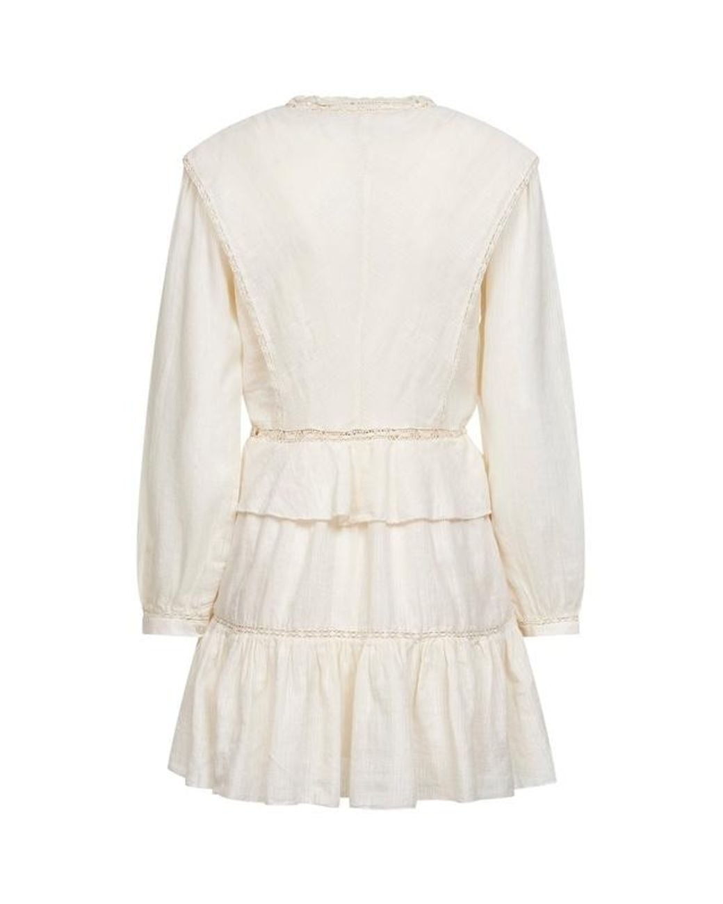 Isabel Marant White Étoile Damya V-Neck Lace Ruffled Mini Dress
