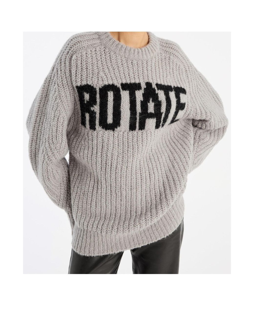 ROTATE BIRGER CHRISTENSEN Gray Logo Long-Sleeve Sweater