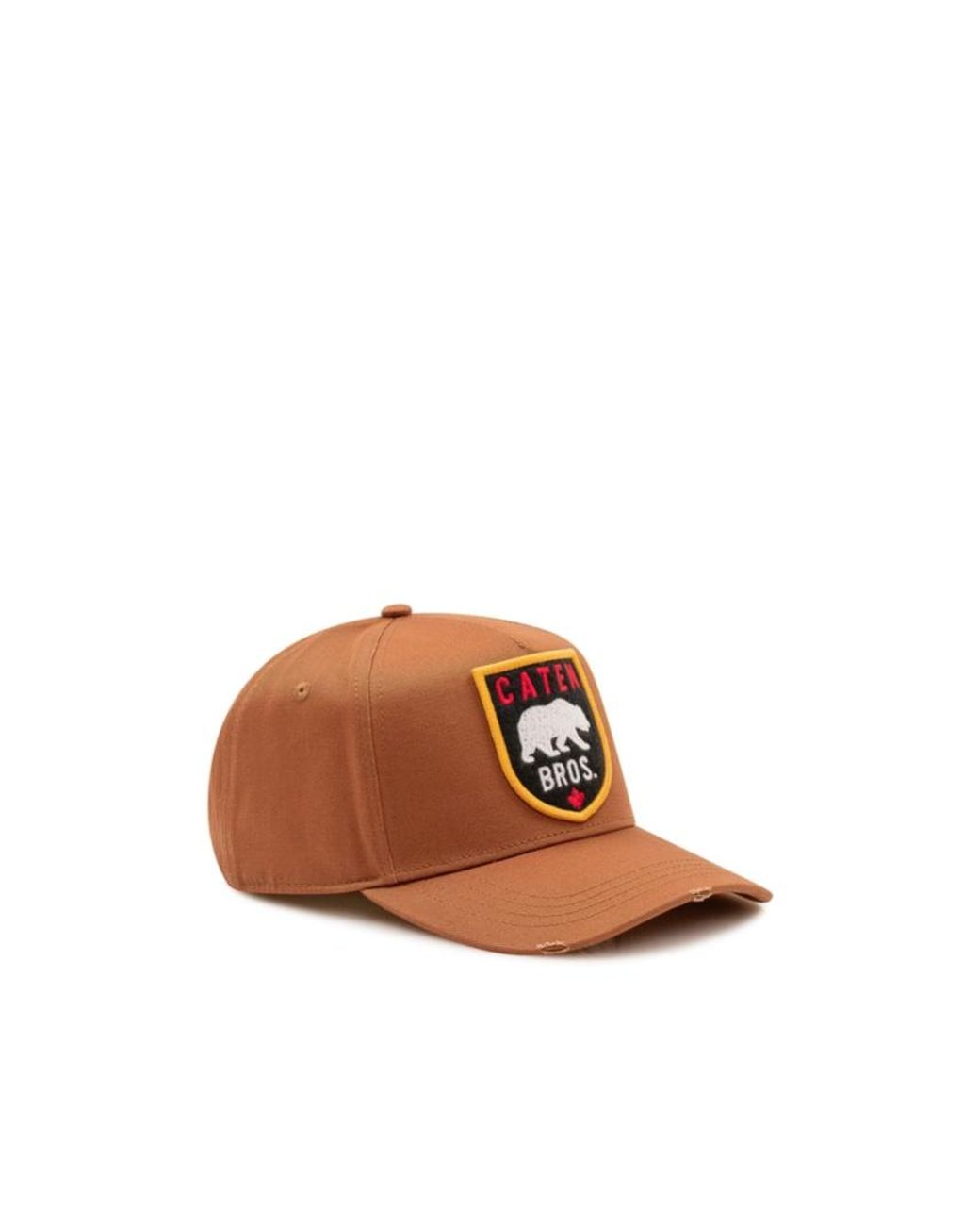 DSquared² Brown Logo-Patch Distressed Baseball Cap for men