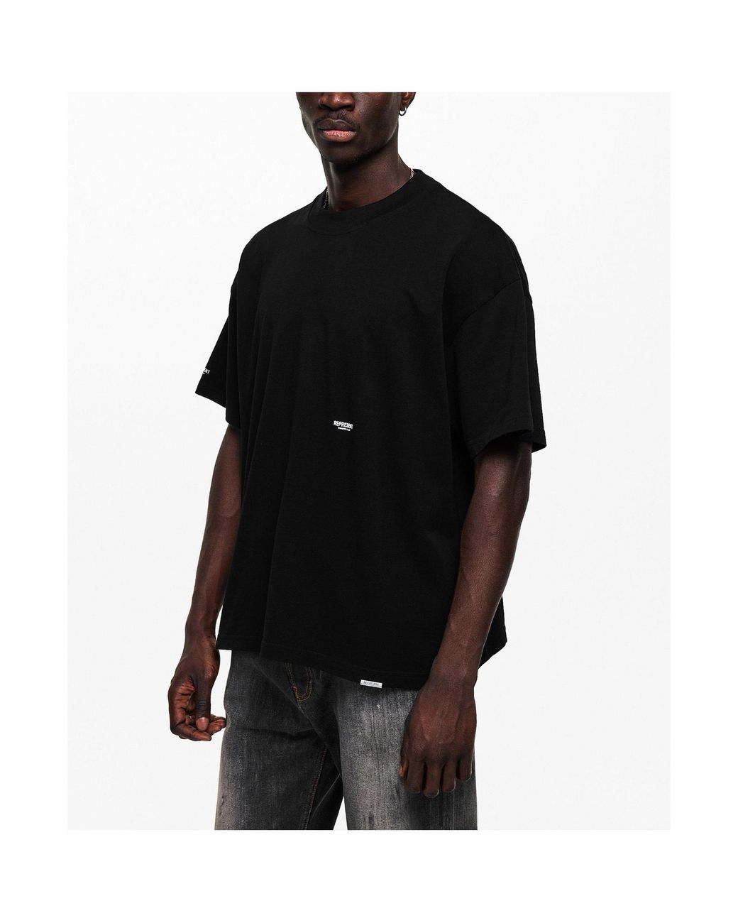 Represent Black Loose Dropshoulder Tshirt for men