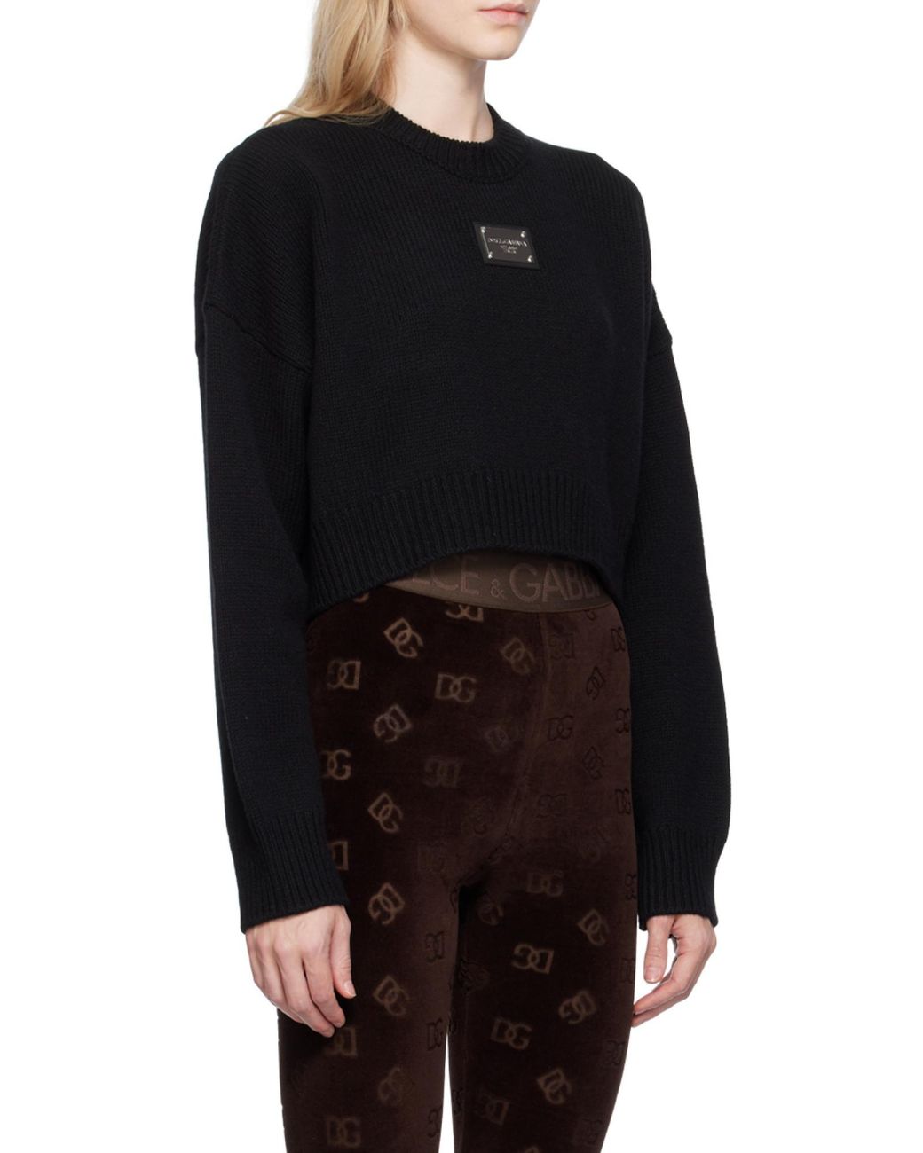 Dolce & Gabbana Black Logo Plaque Knitted Jumper