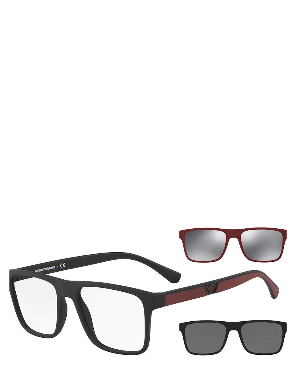 Emporio Armani White Square Frame Clip-On Glasses for men