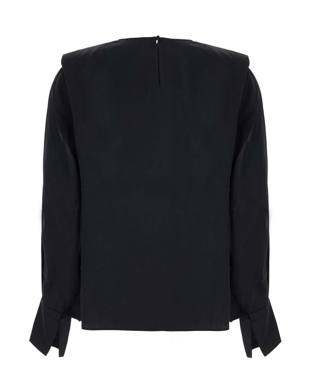 Ba&sh Black Cadie Pleated Long-Sleeve Top