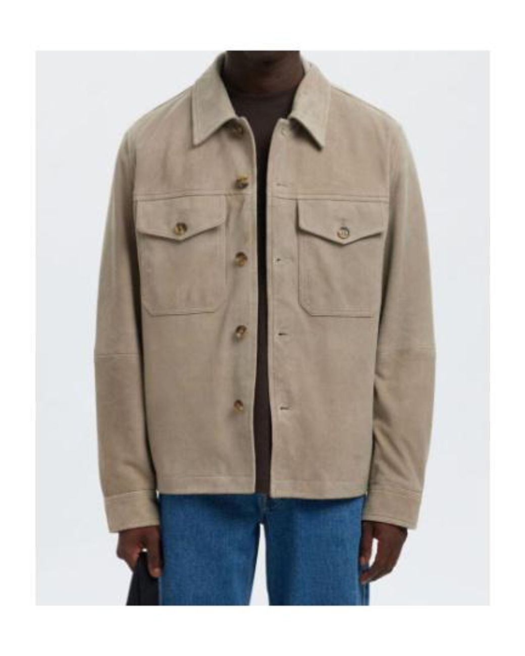 SELECTED Natural Pockets Button Suede Jacket for men