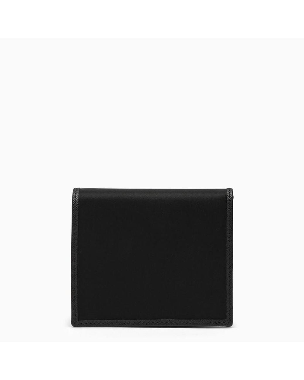 Prada Black Logo Plaque Bi-Fold Wallet for men