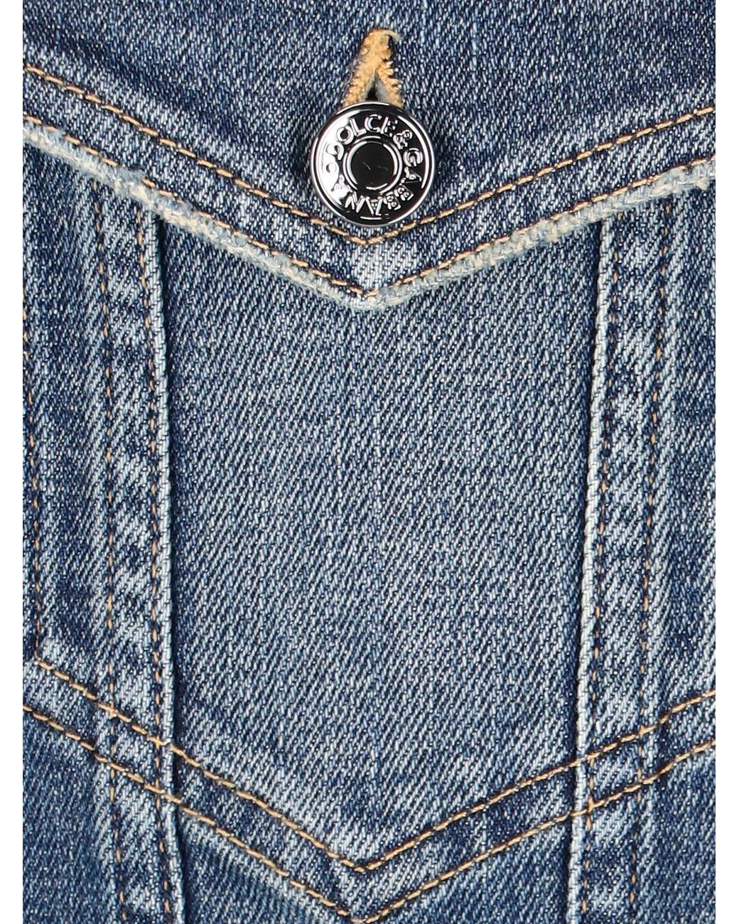 Dolce & Gabbana Blue Collared Button-Up Denim Jacket for men