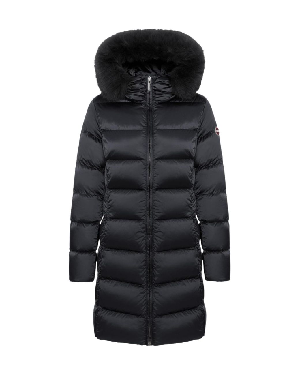 Colmar Black Fur-Trim Quilted Coat