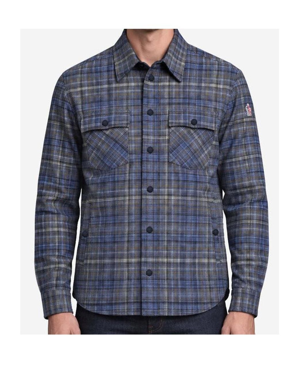 Moncler Blue Plaid Shirt for men