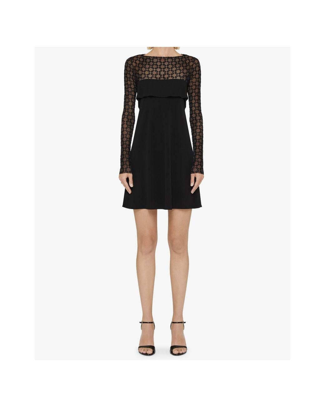 Givenchy Black Jersey And Tulle Monogram 72 Mini Dress
