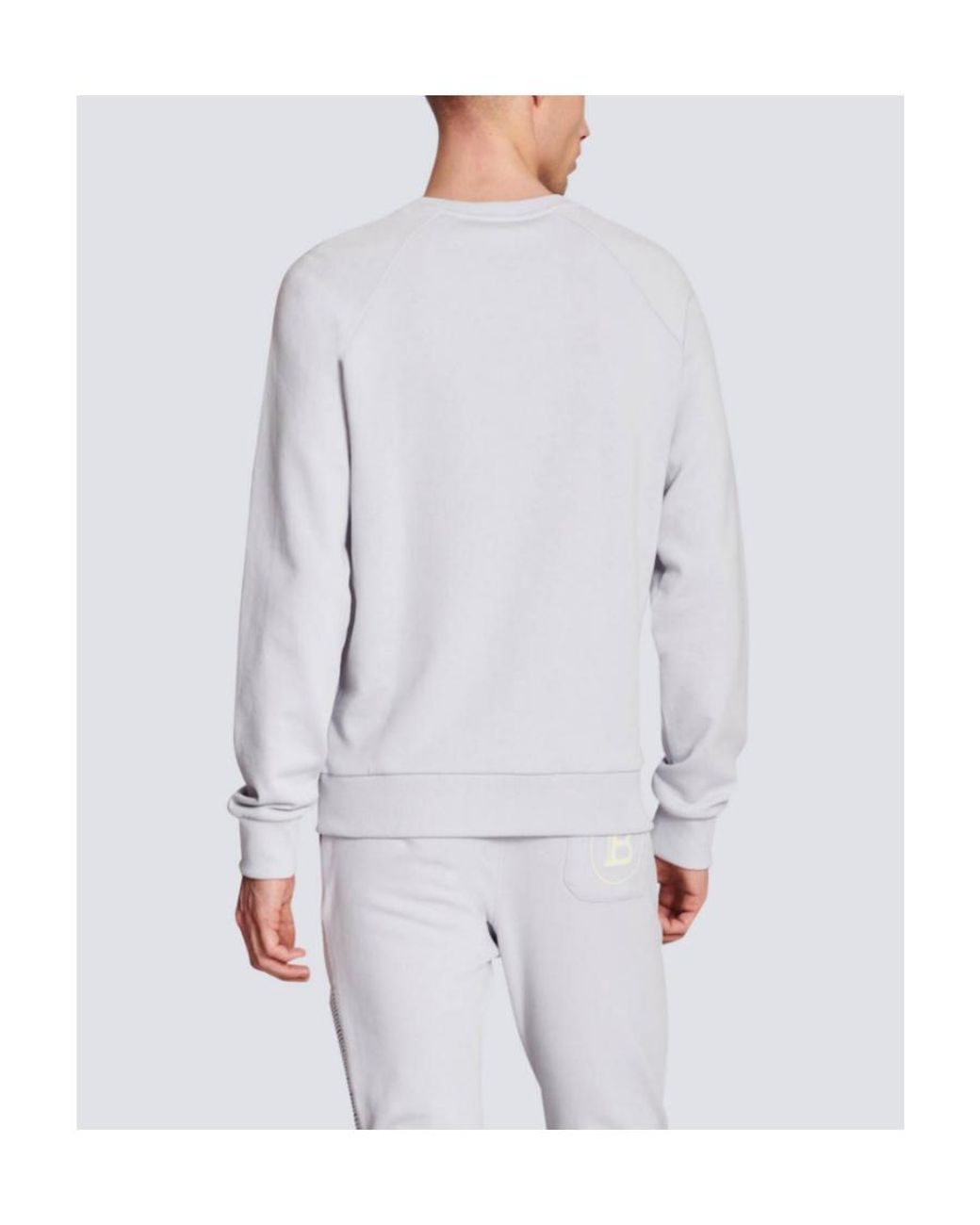 Balmain White Cotton Printed Logo Sweatshirt for men
