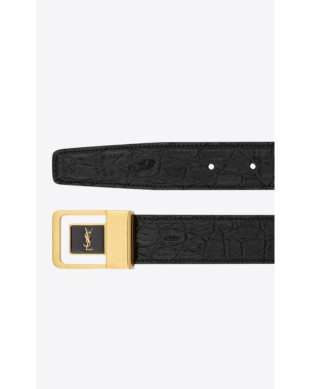 Saint Laurent White La 66 Buckle Belt