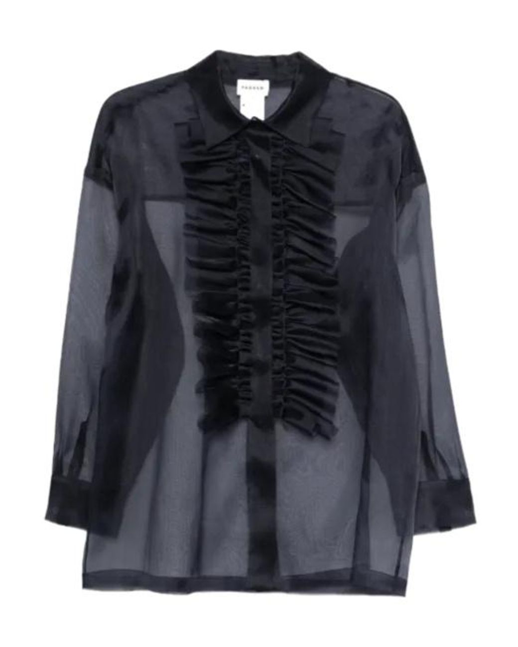 P.A.R.O.S.H. Black Shake Ruffled Shirt