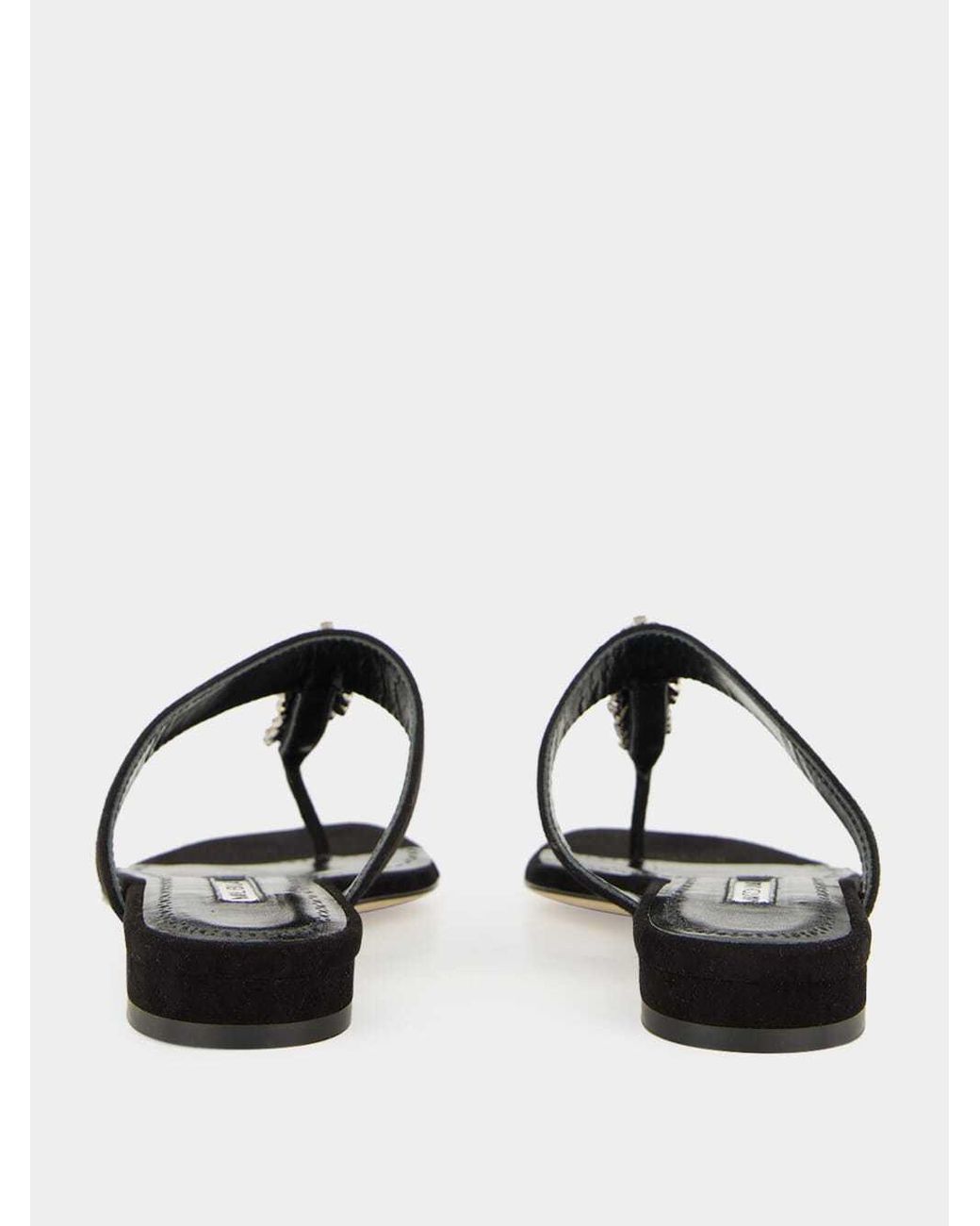 Manolo Blahnik Black Crystal-Embellished Flat Sandals