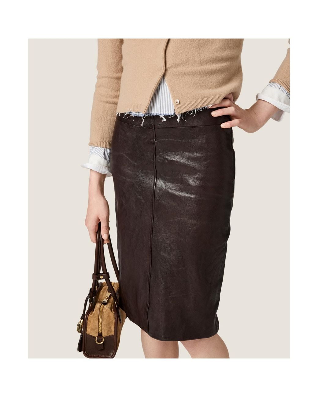 Miu Miu Brown Leather Skirt