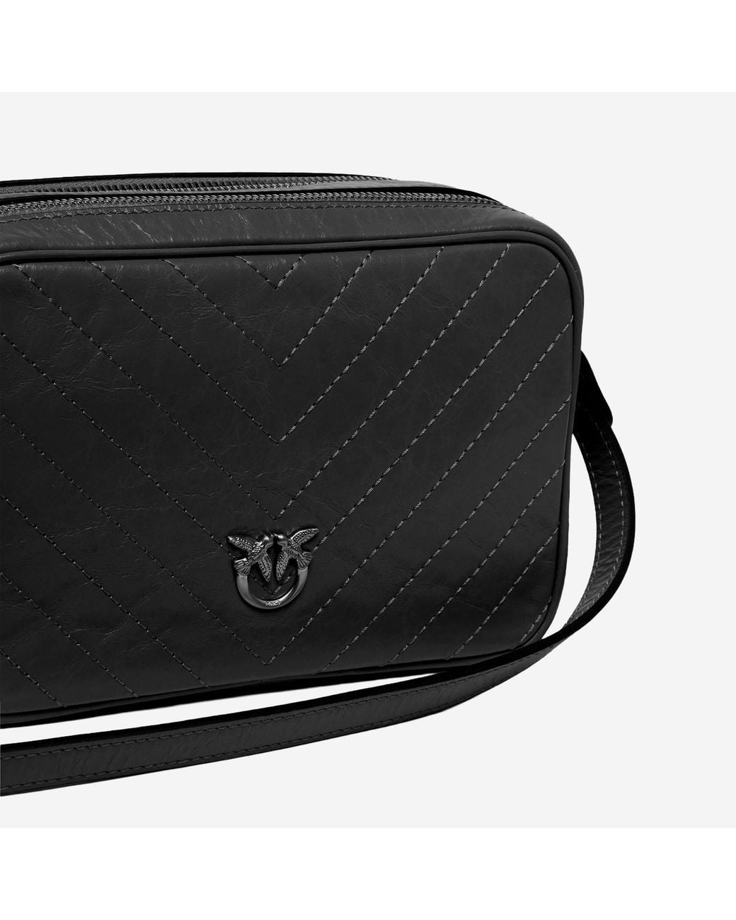 Pinko Black Chevron Leather Shoulder Bag