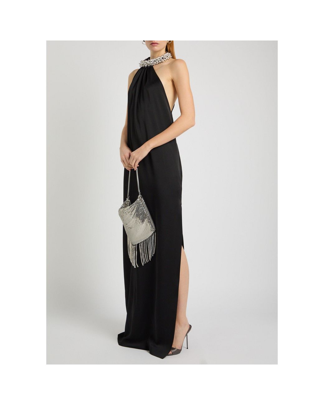 Givenchy Black Satin One-Shoulder Long Formal Dress