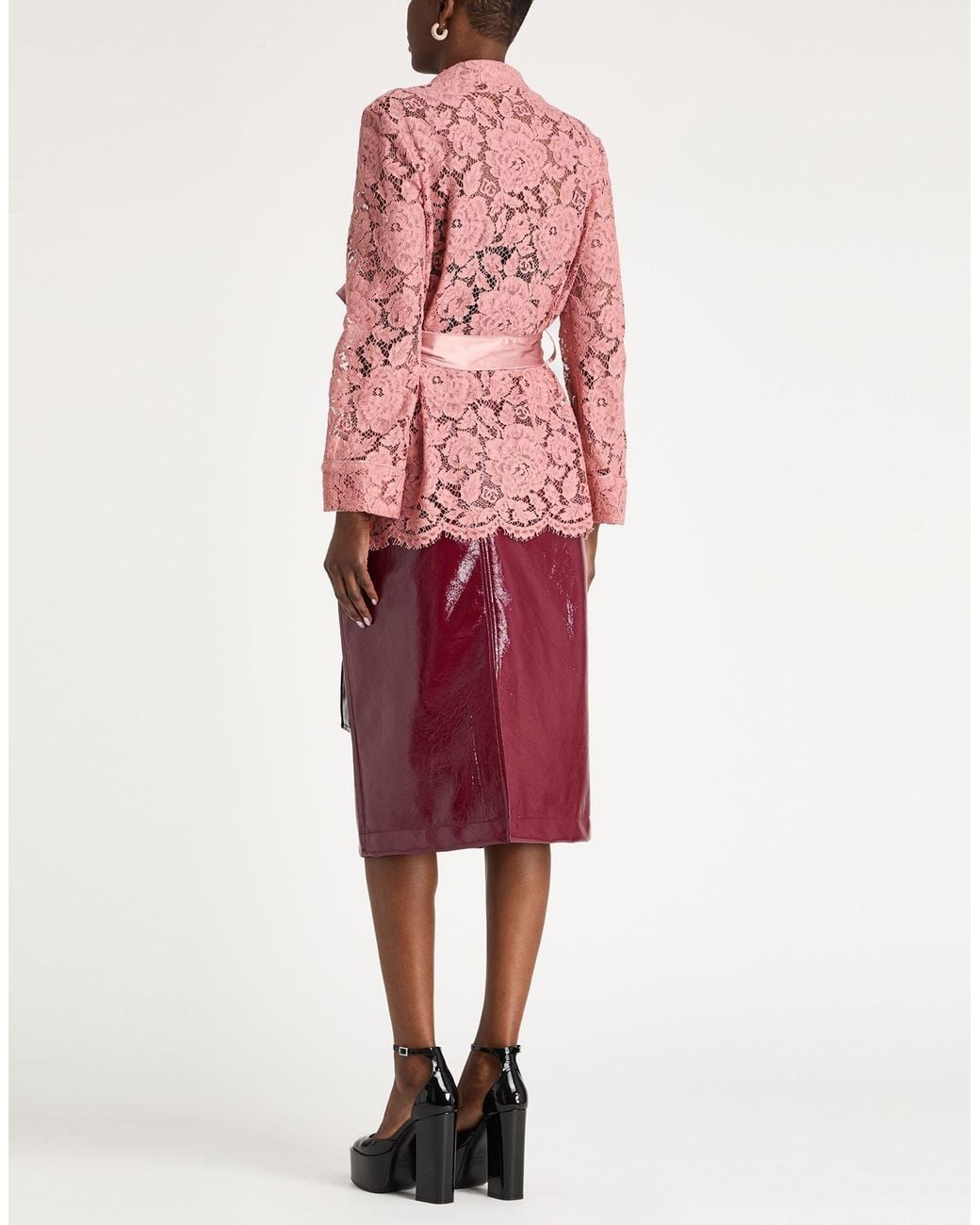 Dolce & Gabbana Pink Solid-Colored Lace Blazer
