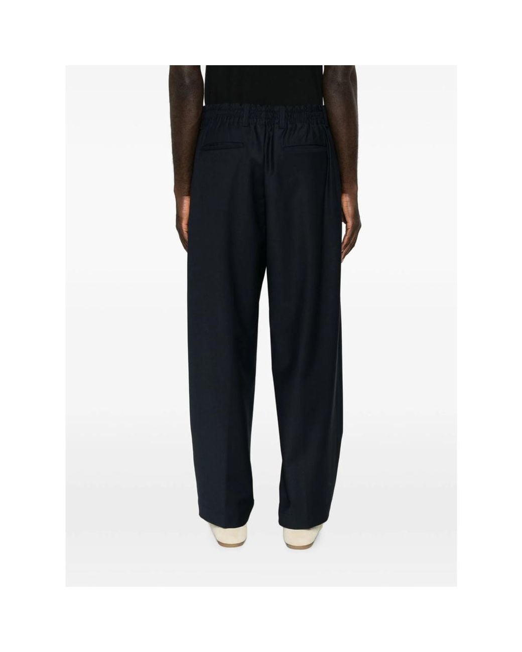 Myths Black Pleated-Front Wide-Leg Trousers for men